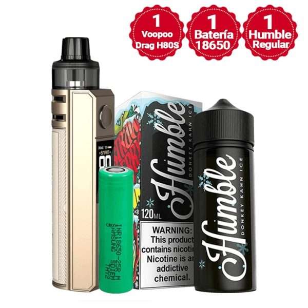 Paquete Voopoo Drag H80S con Batería 18650 y liquido Humble regular