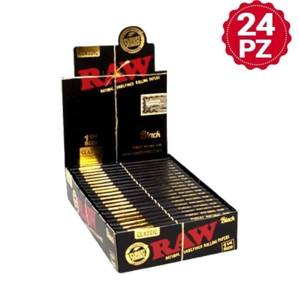 Raw Black Classic Natural Unrefined 1 1%4 24Box Papers piezas